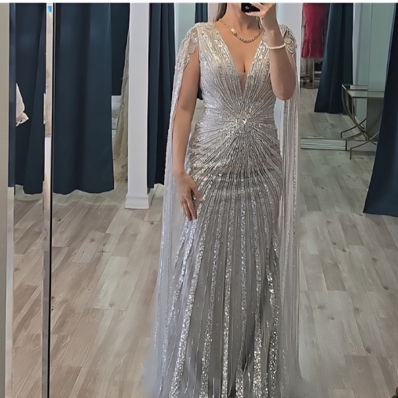 Chicas Elegant Silver Evening Gown - Picture 12 of 12